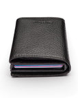 RFID wallet with pop-up credit card case, black, top view