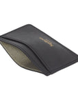 Black Saffiano Flat Leather Credit Card Case With RFID Blocking Lining