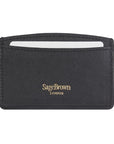 Black Saffiano Flat Leather Credit Card Case With RFID Blocking Lining