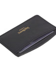 Black Saffiano Flat Leather Credit Card Case With RFID Blocking Lining