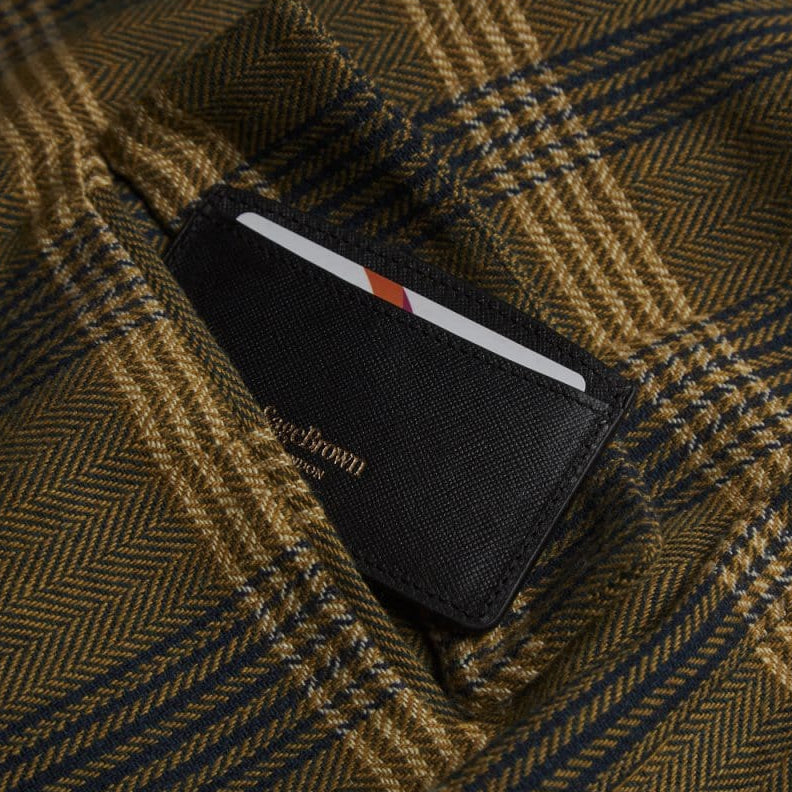 Black Saffiano Flat Leather Credit Card Case With RFID Blocking Lining