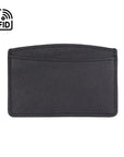 RFID Flat Leather Card Holder, black saffiano, front view