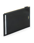 Leather travel document and currency case, black saffiano, back