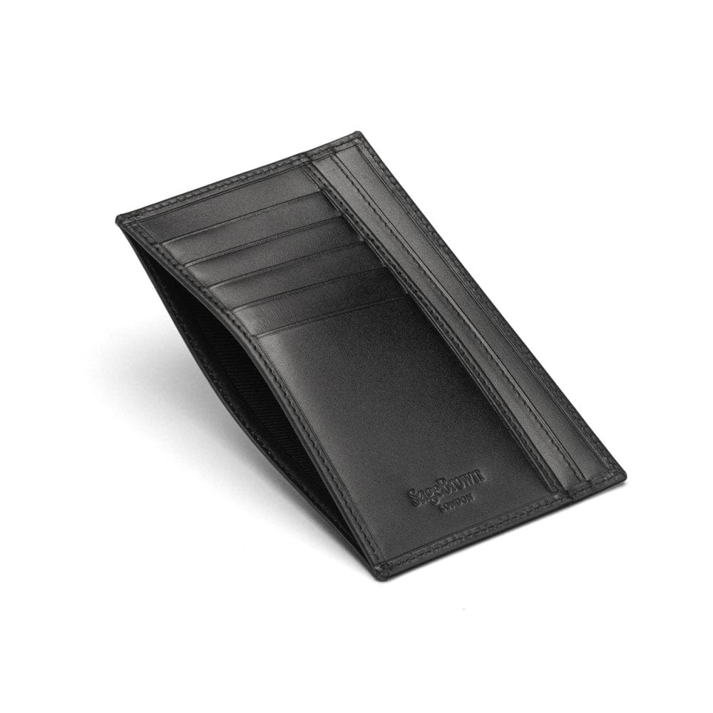 Black Slim Flat Leather Pocket Jotter Card Wallet
