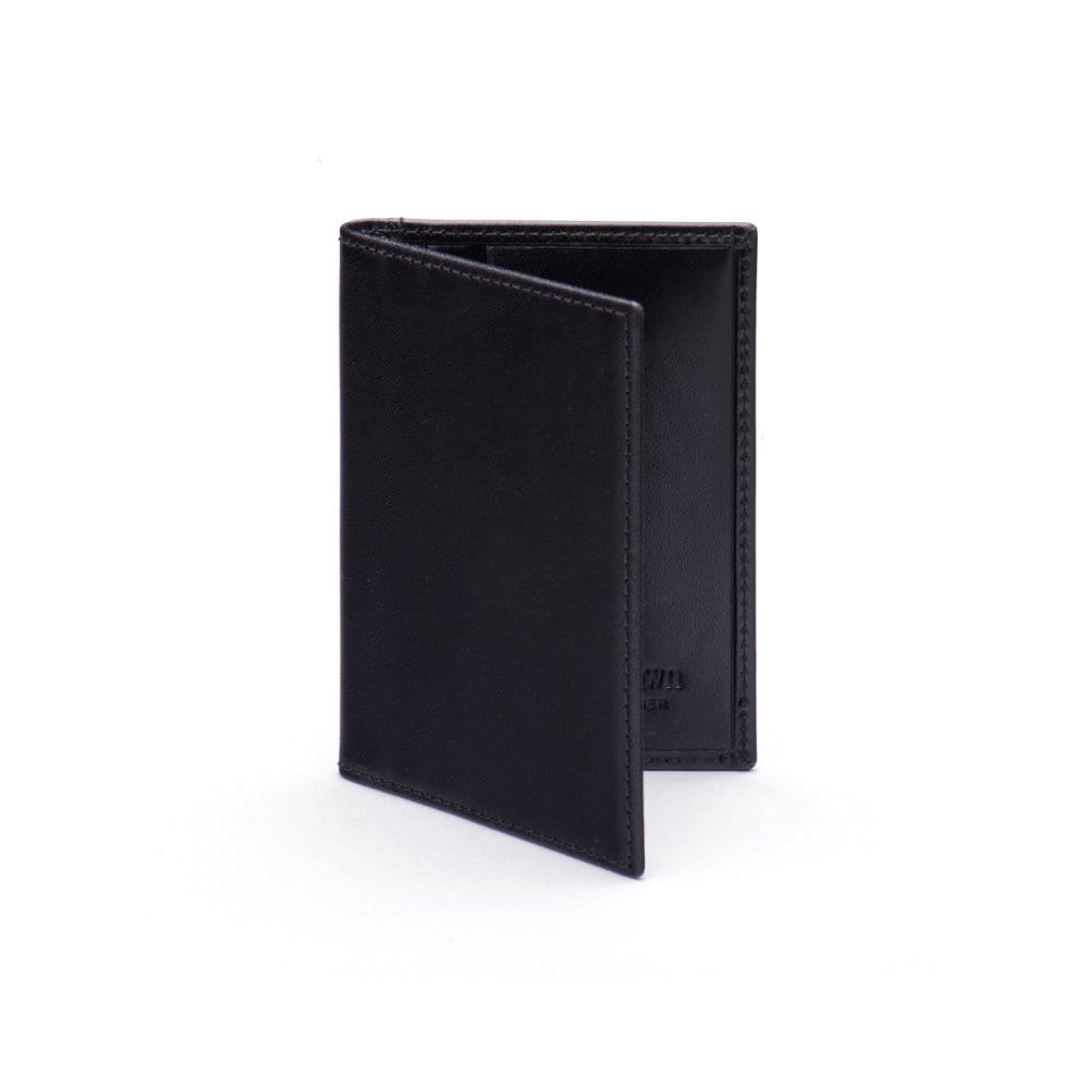 RFID leather credit card wallet, black, front