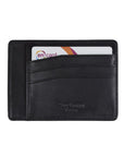 Flat leather credit card holder, black, reverse