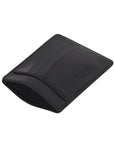 Flat leather credit card holder, black, open