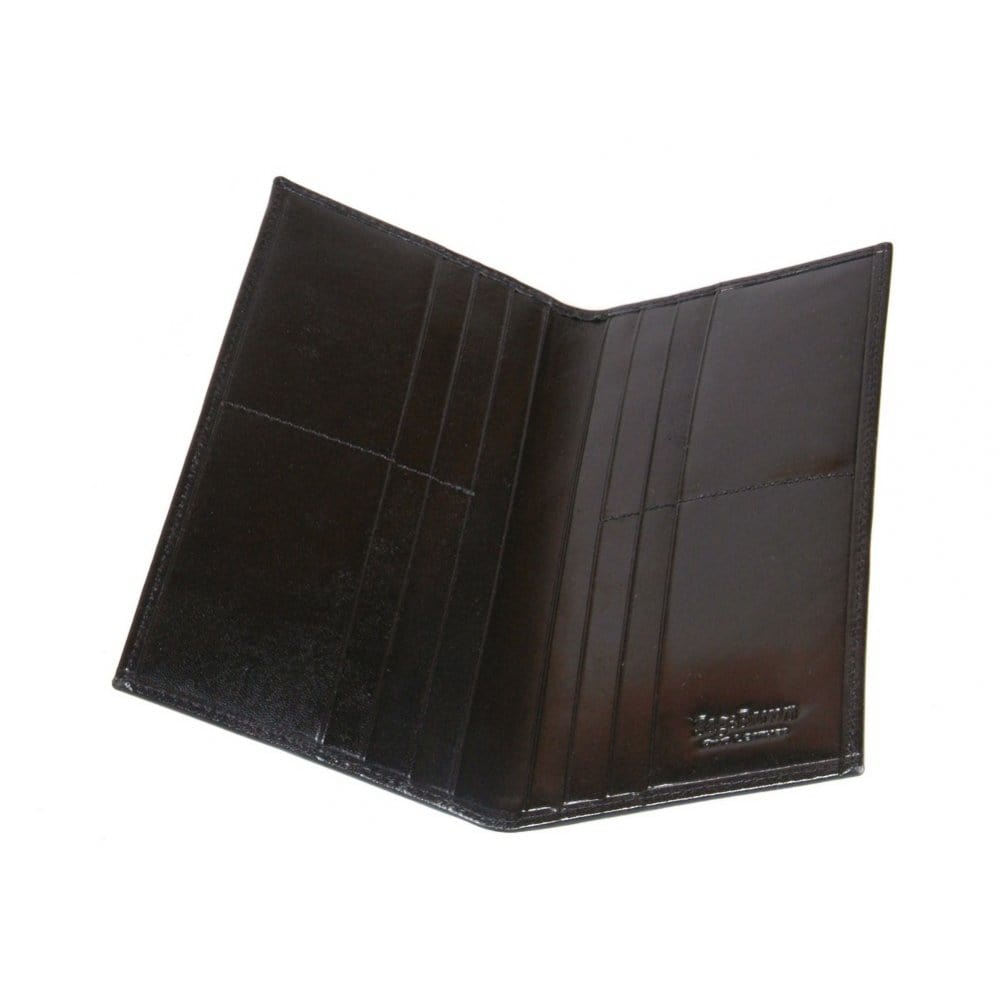 Black Slim Leather Tall Top Pocket Wallet With 12 CC