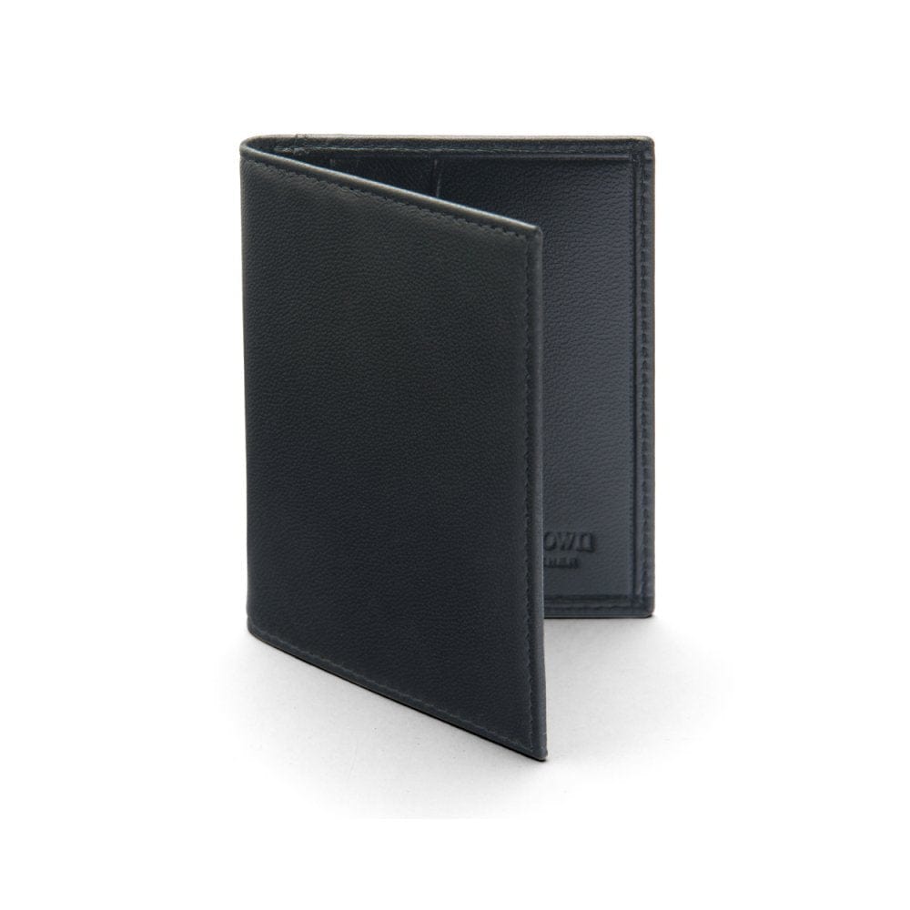 RFID leather credit card holder, black, front