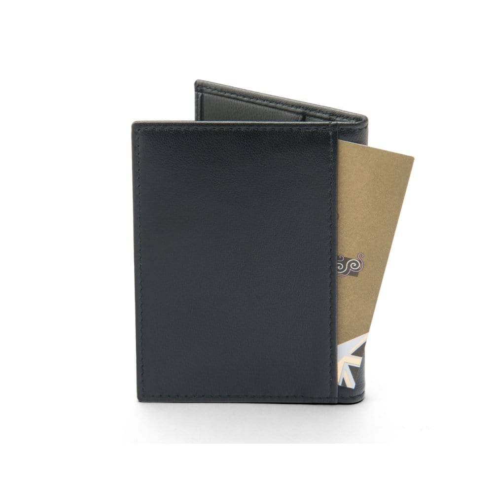 RFID leather credit card holder, black, back view