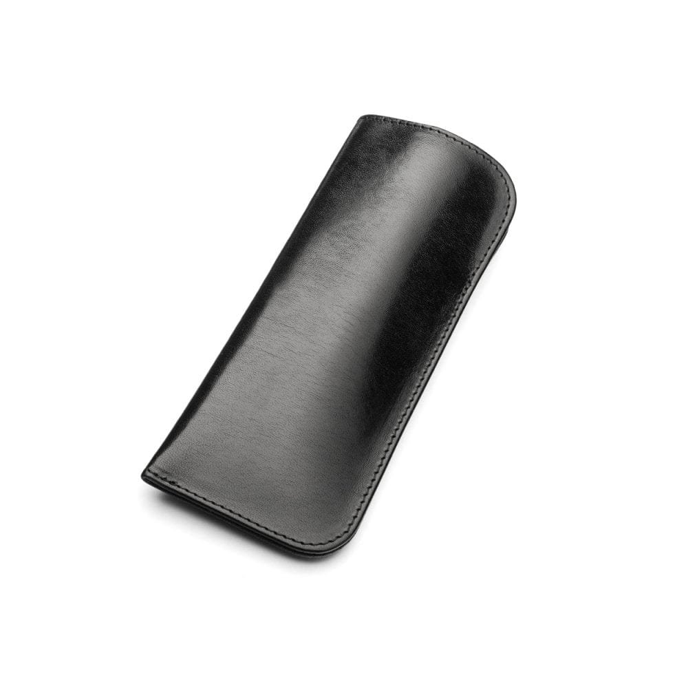Small leather glasses case, black, front