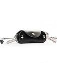 Small leather key holder, black, front