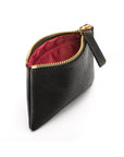 Small leather makeup bag, black, open