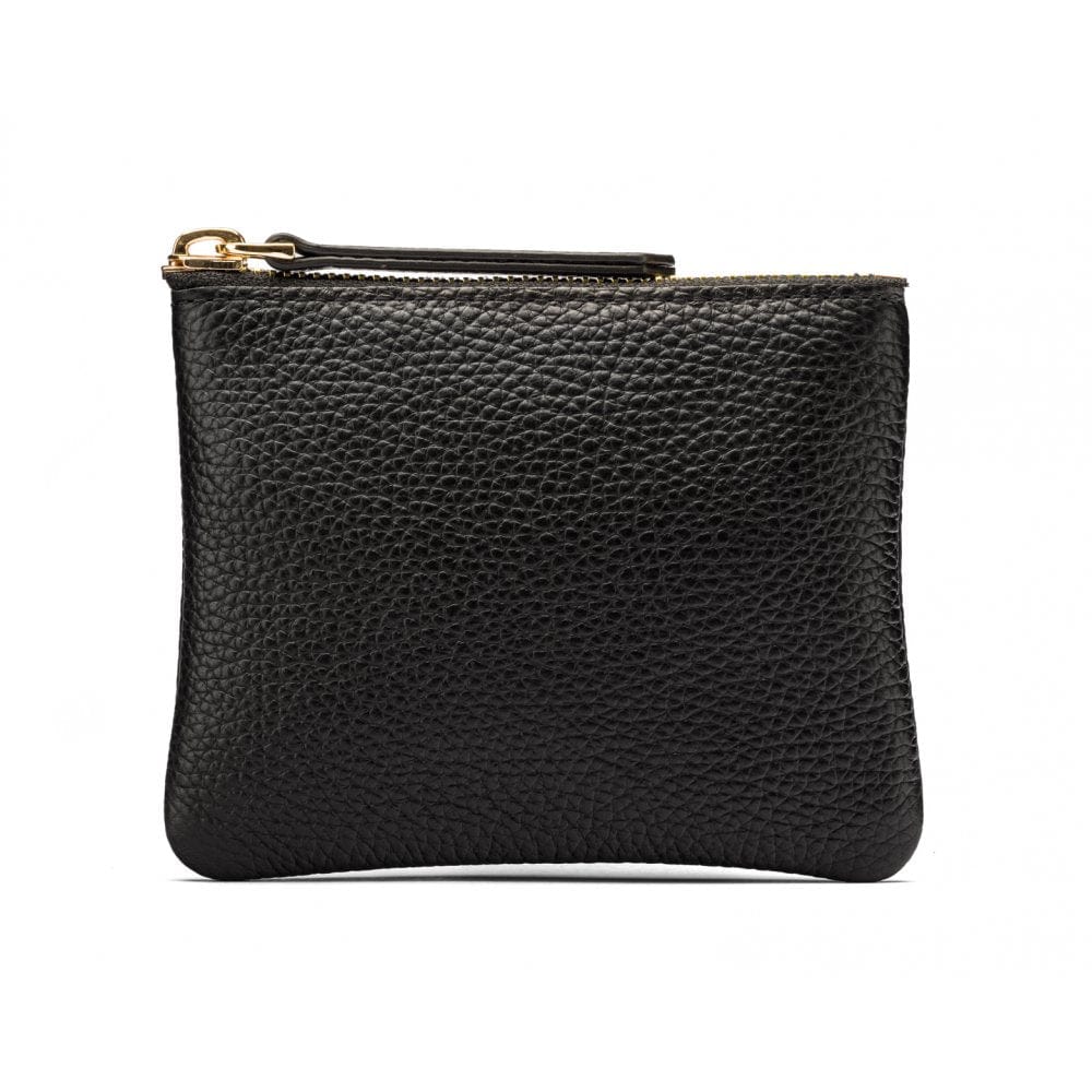Small leather makeup bag, black, front