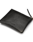 Small leather makeup bag, black, back