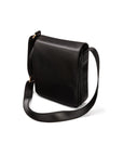 Small leather messenger bag, black, side