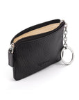 Small leather zip coin purse, black, back