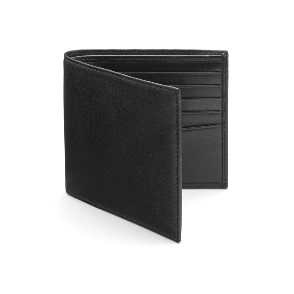 Soft leather wallet with RFID blocking, black, front
