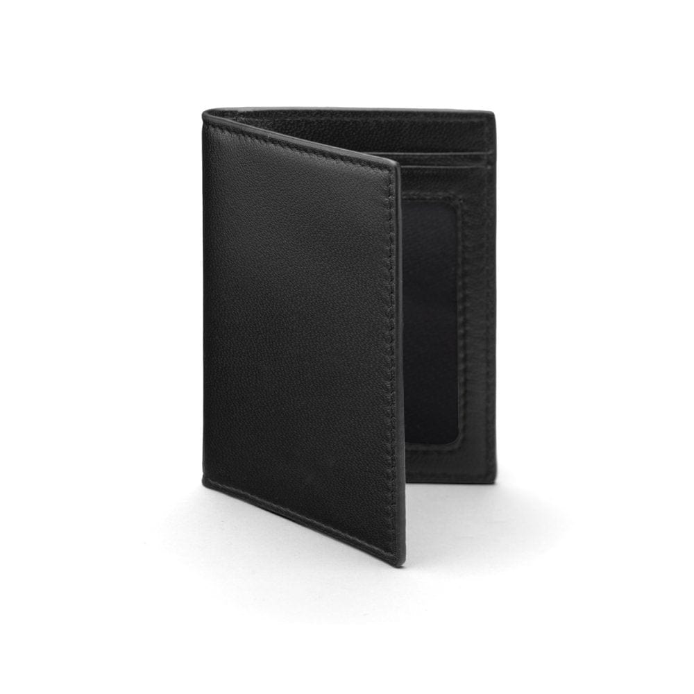 Black Bi-Fold Soft Leather Credit Card Case with RFID Protection