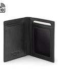 RFID Credit Card Wallet in black leather, inside view