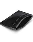 Leather squeeze spring coin purse, black, open