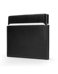 Leather squeeze spring coin purse, black, side