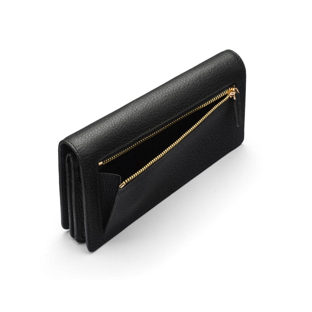 Tall leather Trinity purse, black, coin purse