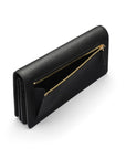 Tall leather Trinity purse, black, coin purse