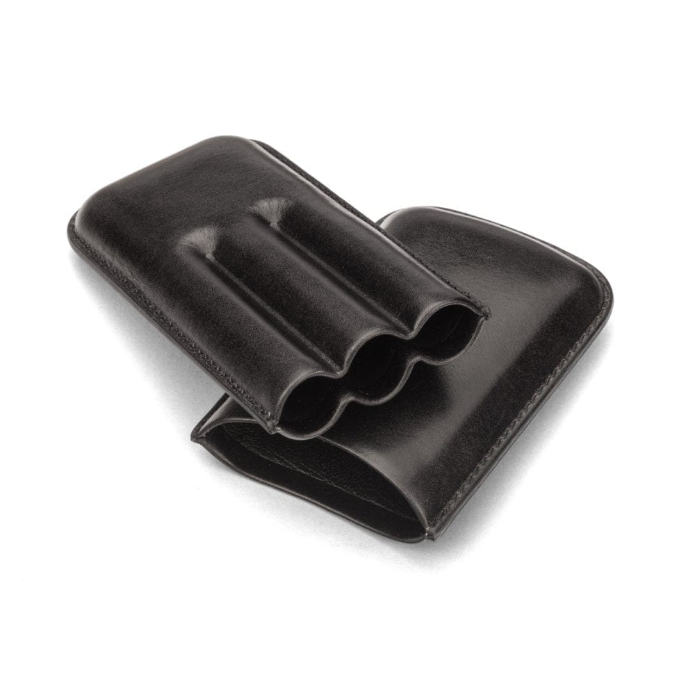 Black Triple Leather Cigar Case