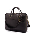 Leather 15" laptop briefcase, black, with shoulder strap