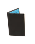 Slim Leather Six Credit Card Case - Black With Blue