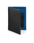 Black With Cobalt Bi-Fold Soft Leather Credit Card Case with RFID Protection