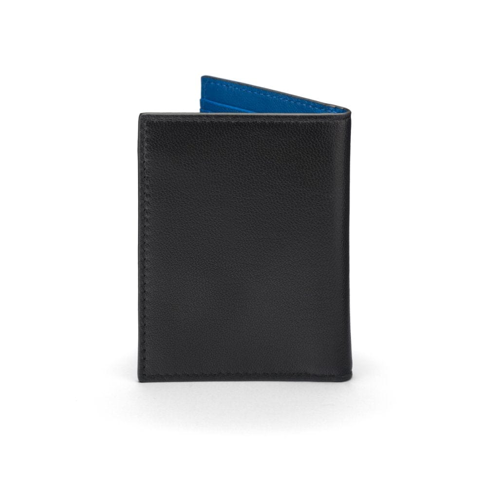 Black With Cobalt Bi-Fold Soft Leather Credit Card Case with RFID Protection