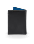 Black With Cobalt Bi-Fold Soft Leather Credit Card Case with RFID Protection