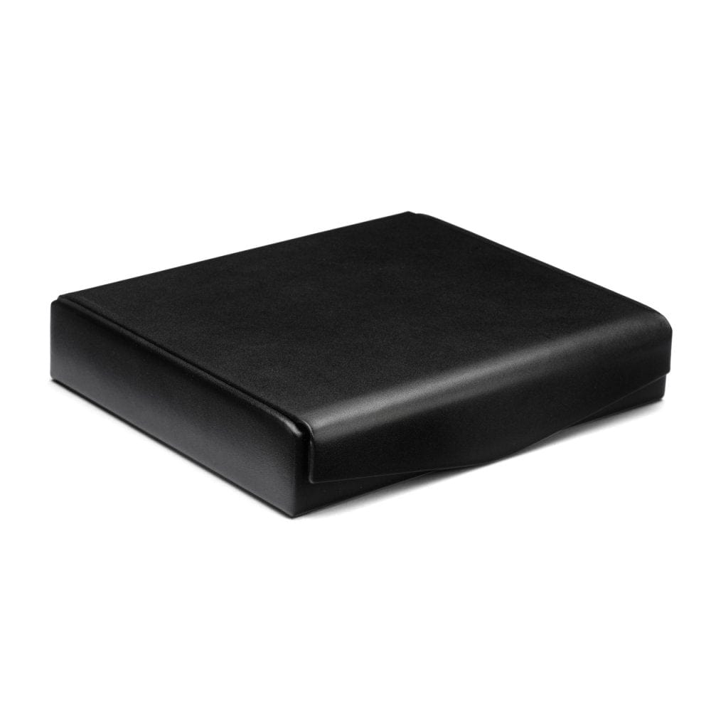 Large leather accessory box, black with cobalt, front
