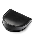 Leather horseshoe coin purse, black with cobalt, front