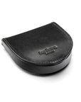 Leather horseshoe coin purse, black with cobalt, base