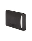 Leather Oyster card holder, black with cobalt, back