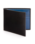 Black With Cobalt Compact Leather Billfold Wallet With RFID Protection