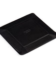 Leather valet tray, black with cobalt, flat base