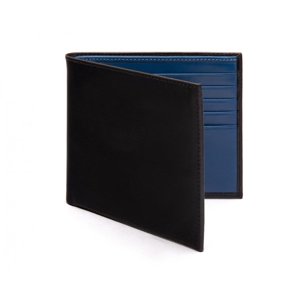 Black With Cobalt Men's Classic Leather Billfold Wallet