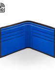 RFID wallet, black with cobalt, open