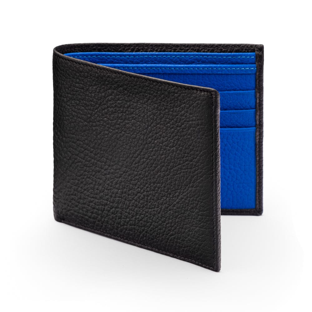 RFID wallet, black with cobalt, front