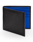 RFID wallet, black with cobalt, front