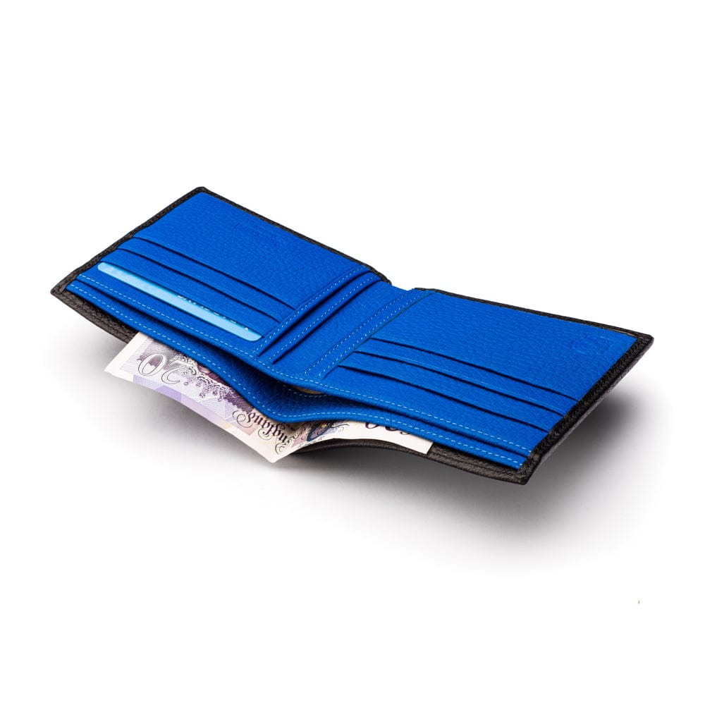 RFID wallet, black with cobalt, interior