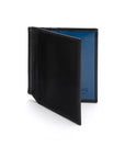 Black With Cobalt Compact Leather Money Clip Wallet