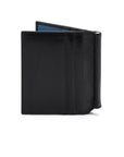 Black With Cobalt Compact Leather Money Clip Wallet