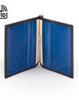 Clip wallet for men, black with cobalt, inside view