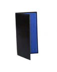 Black With Cobalt Slim Leather Tall Top Pocket Wallet With 12 CC