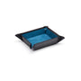 Small leather valet tray, black with cobalt, front